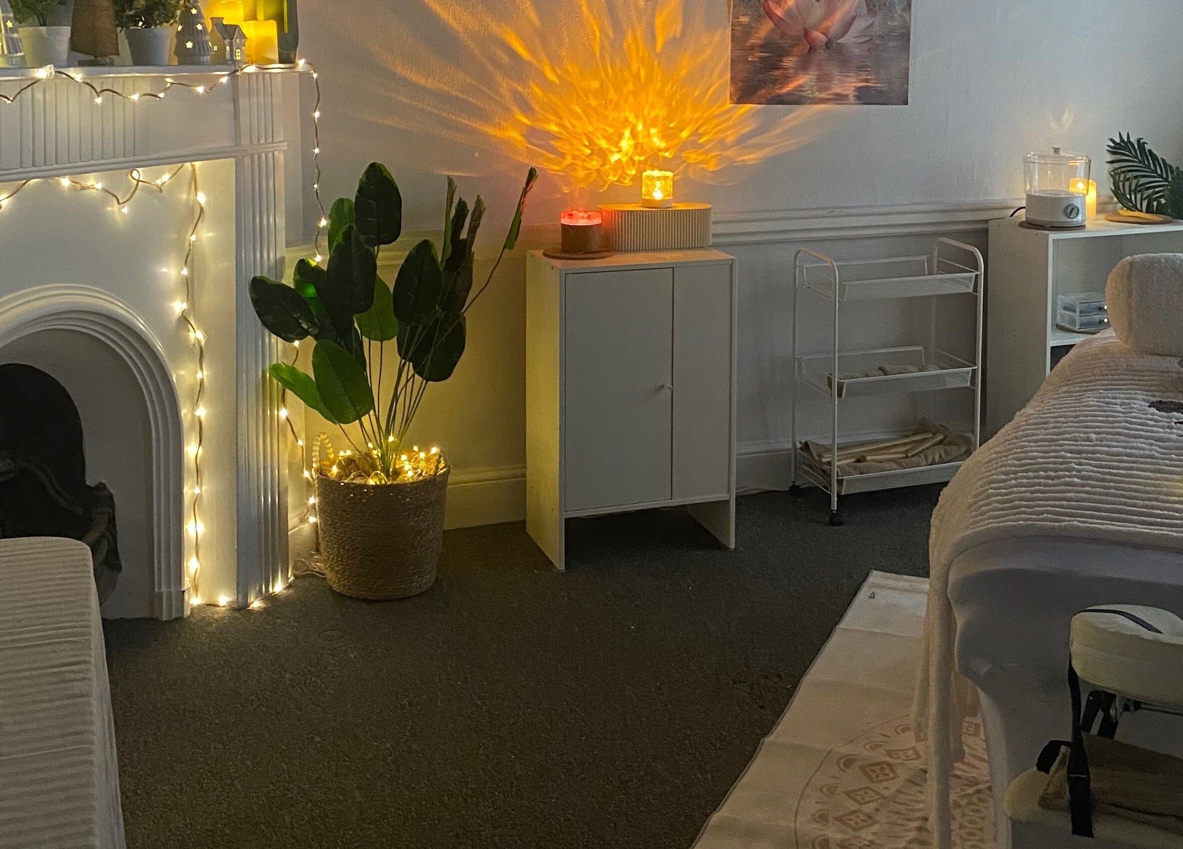 Relaxing spa room at Alexandra, Drogheda, County Louth, IE with ambient lighting and cozy decor.