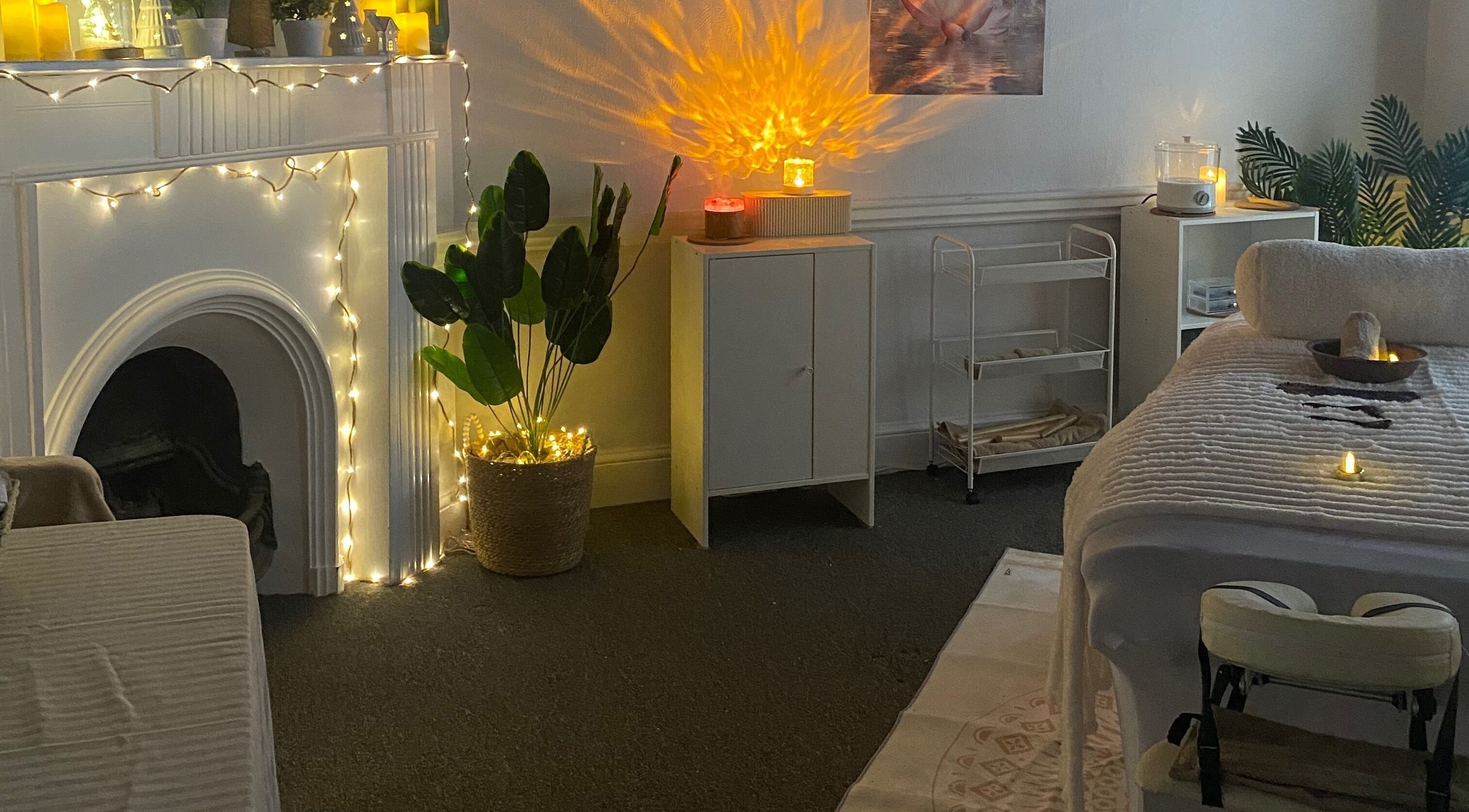 Relaxing spa room at Alexandra, Drogheda, County Louth, IE with ambient lighting and cozy decor.