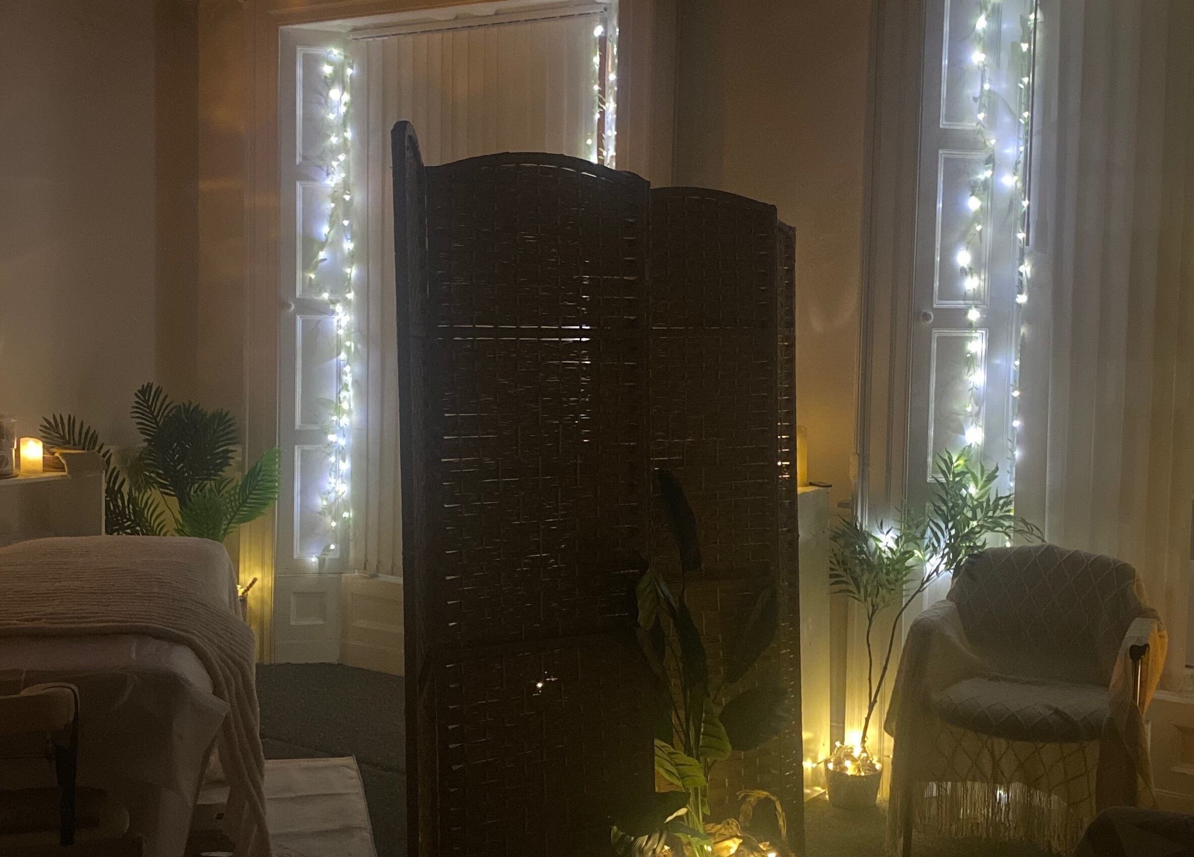 Cozy wellness room at Alexandra, Drogheda, County Louth, IE, with warm lighting and a relaxing ambiance.