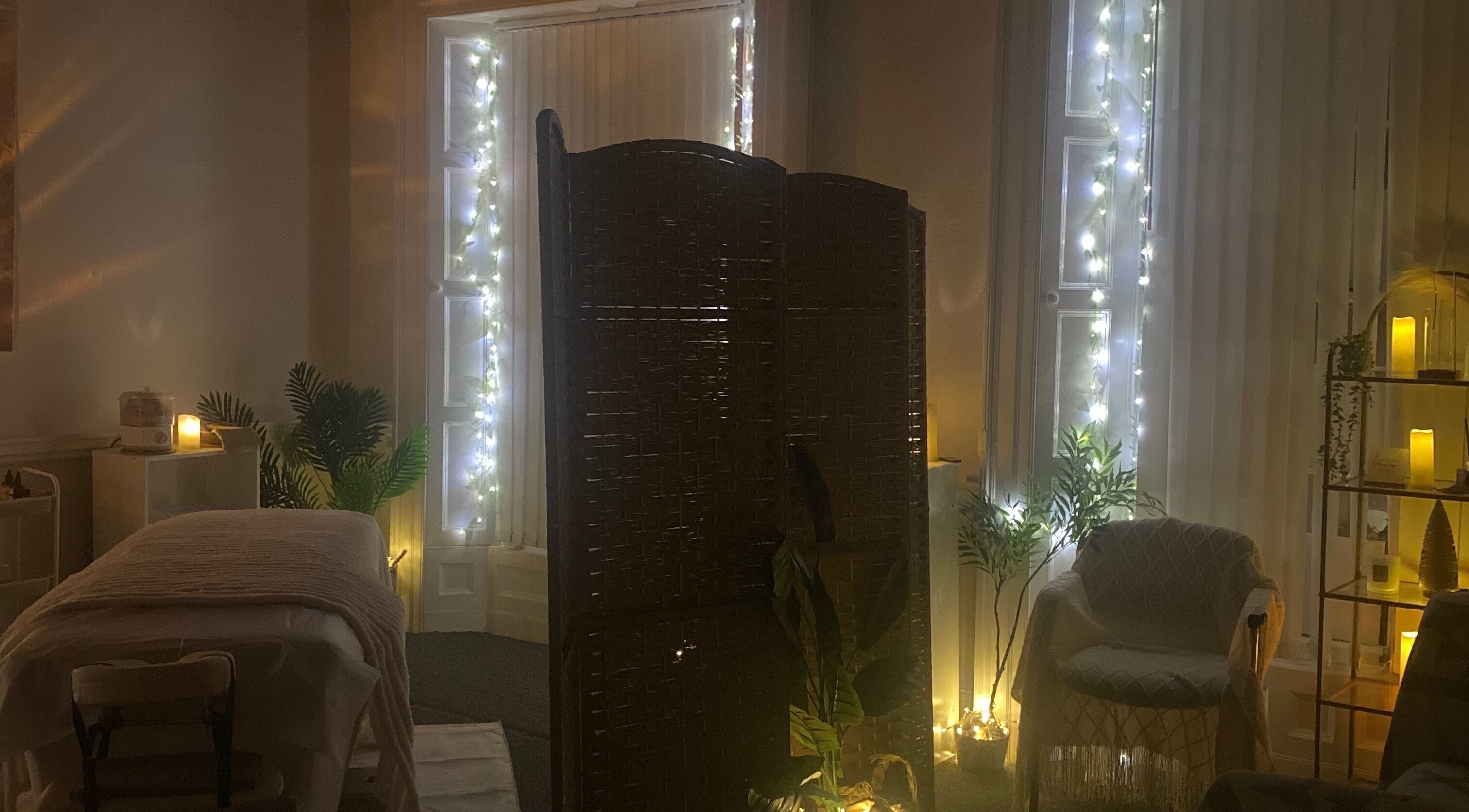Cozy wellness room at Alexandra, Drogheda, County Louth, IE, with warm lighting and a relaxing ambiance.