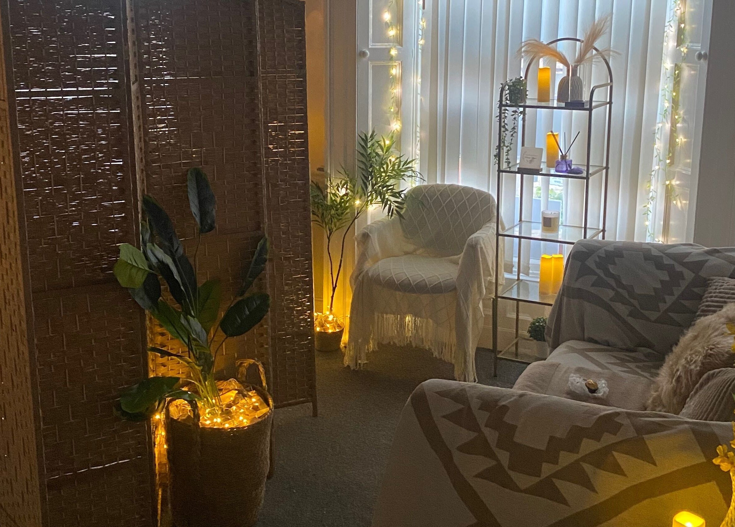 Cozy relaxation area at Alexandra in Drogheda, County Louth, IE with soft lighting and plants.