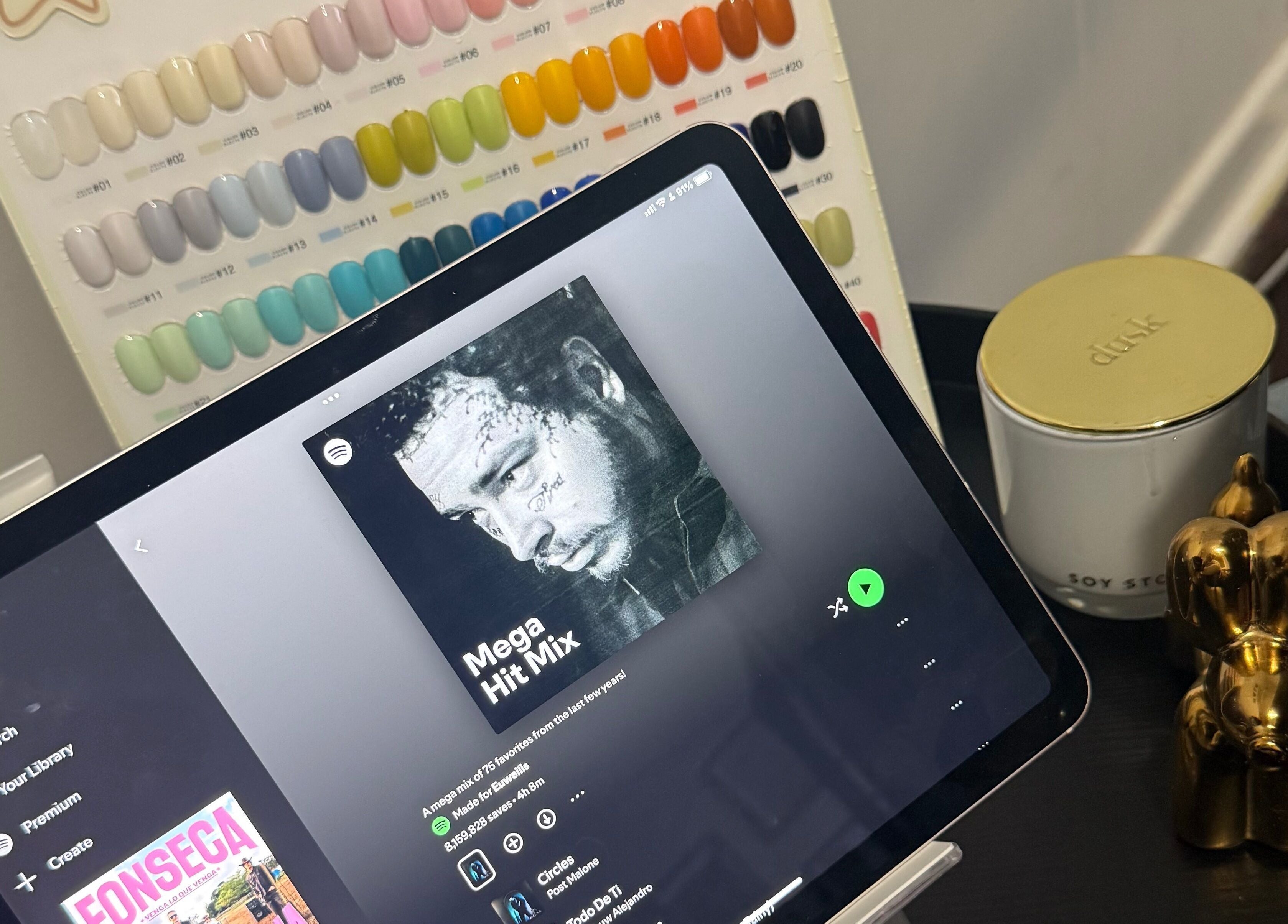 Chic nail color display and ambient setup at Gals Perth, Langford, Western Australia, AU.