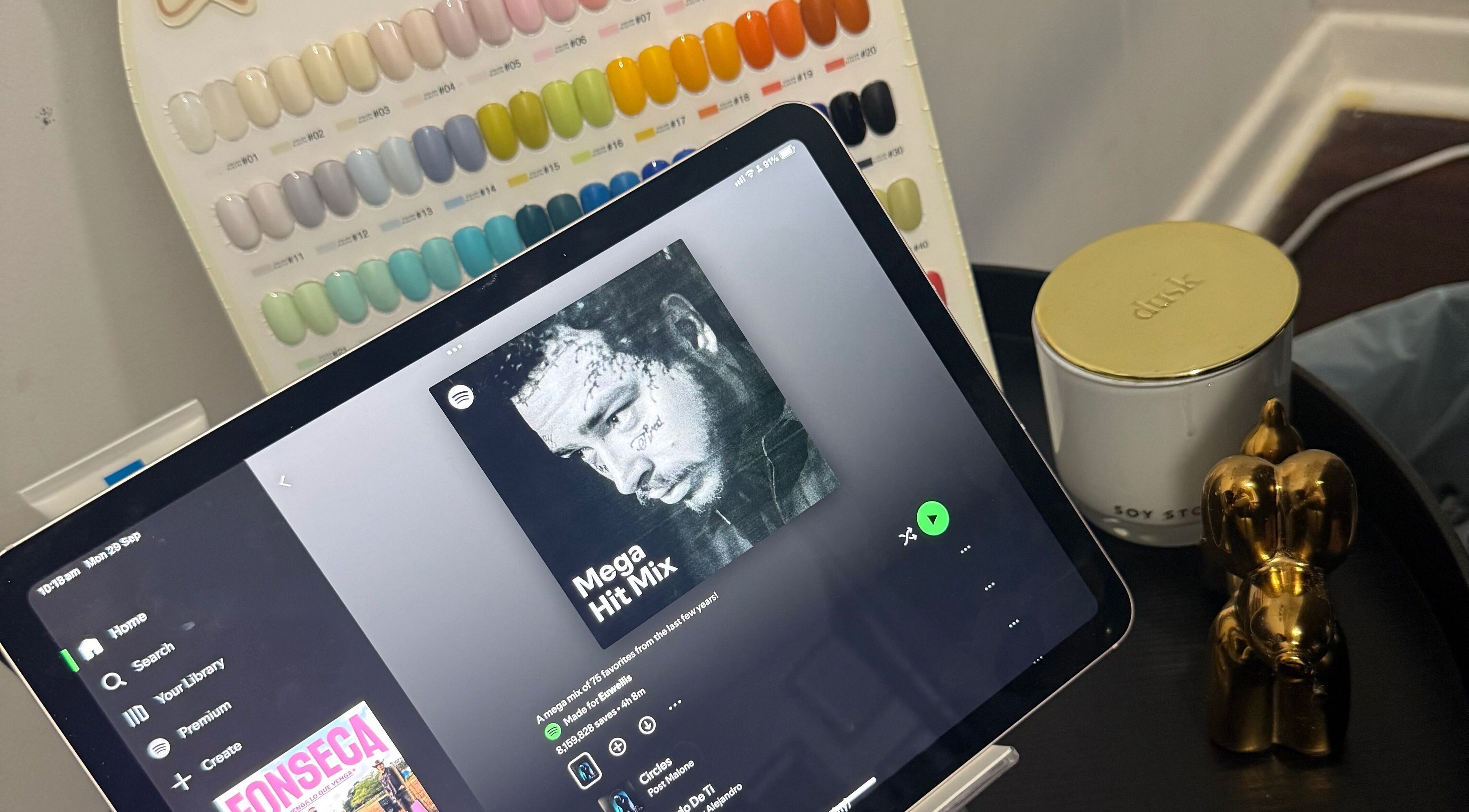 Chic nail color display and ambient setup at Gals Perth, Langford, Western Australia, AU.