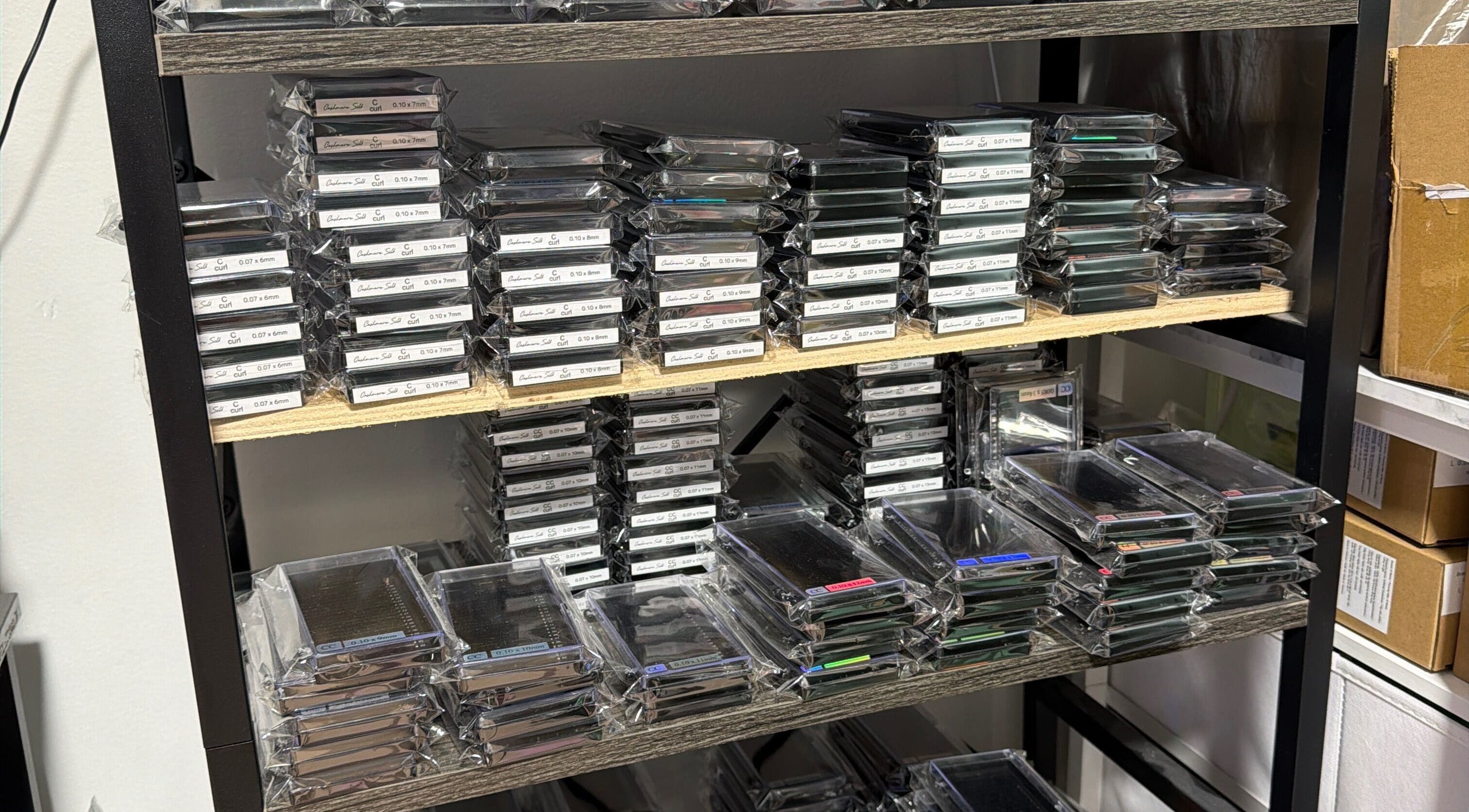 Lash supplies at UNOVA lashes by HK, Hallandale Beach, Florida, US.