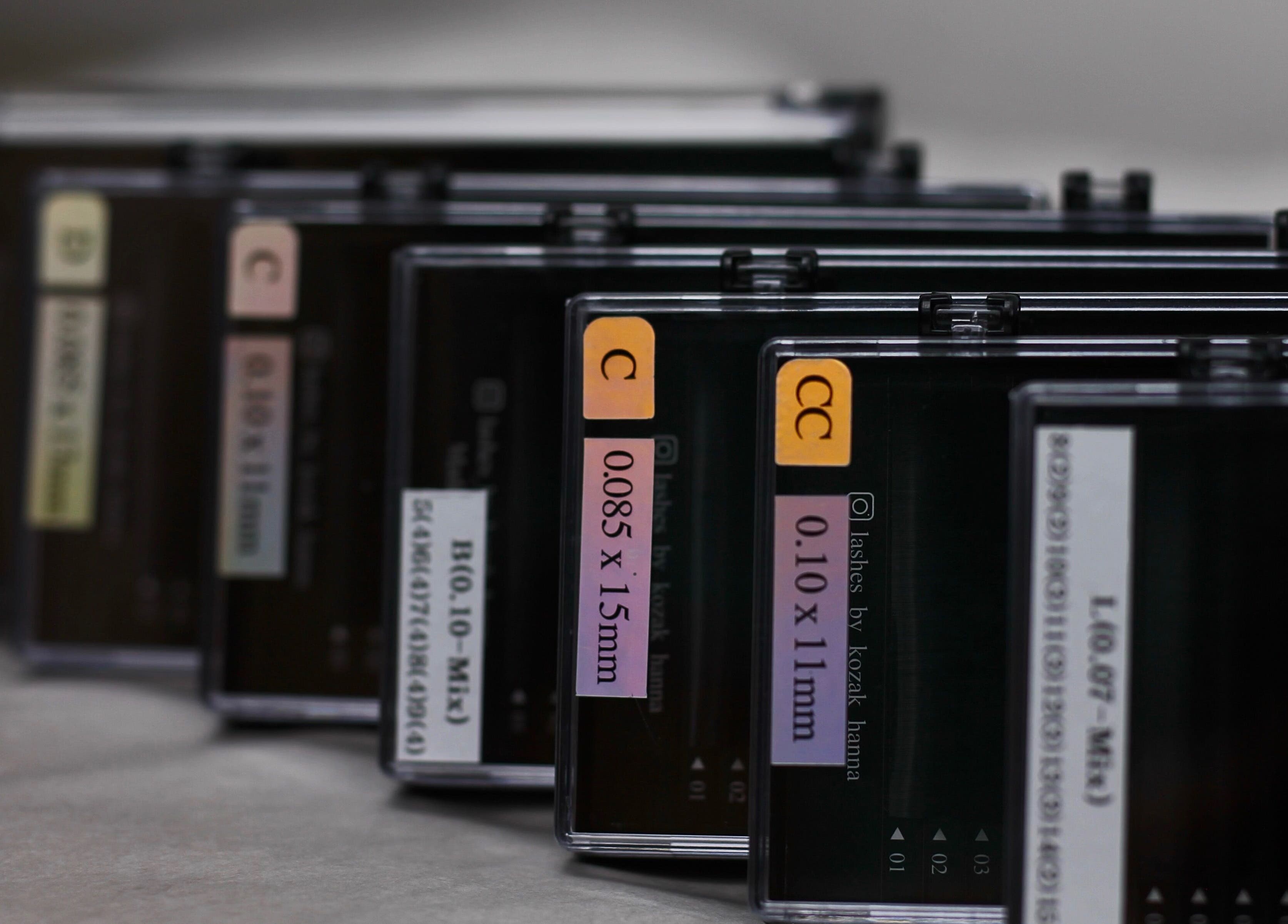 Lash extensions display at UNOVA lashes by HK, Hallandale Beach, Florida, US.