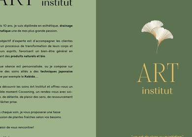 Brochure de l'ART institut à Genève, Genève, CH, illustrant services bien-être et esthétiques exclusifs.