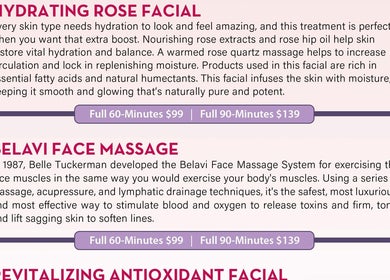 Hydrating Rose Facial and Belavi Face Massage offers at The Healing Arts Day Spa, Mesa, Arizona, US.