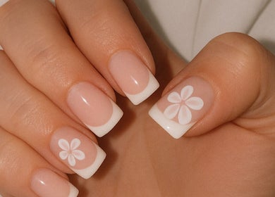 Elegant floral nail art at Lashology- Lashes and Nails by Anna, Melbourne, Victoria, AU.