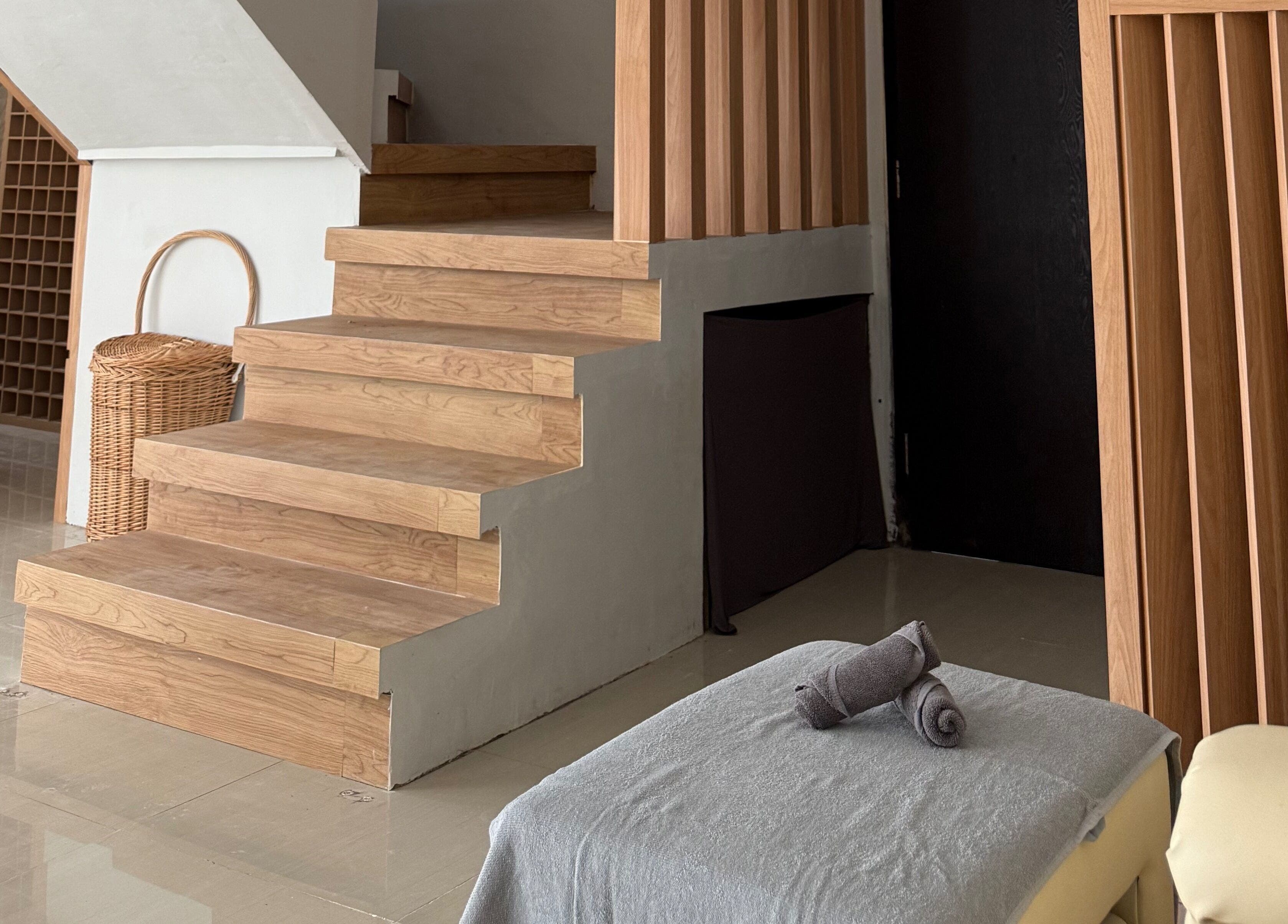 Elegant wooden steps at Body Wonders SPA & Massage, Bali, Bali, ID showcasing a tranquil, minimalist design.