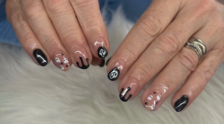 Halloween-themed nails at Nails and Beauty by Chlo, Llanelli, Wales, GB, featuring ghost designs.