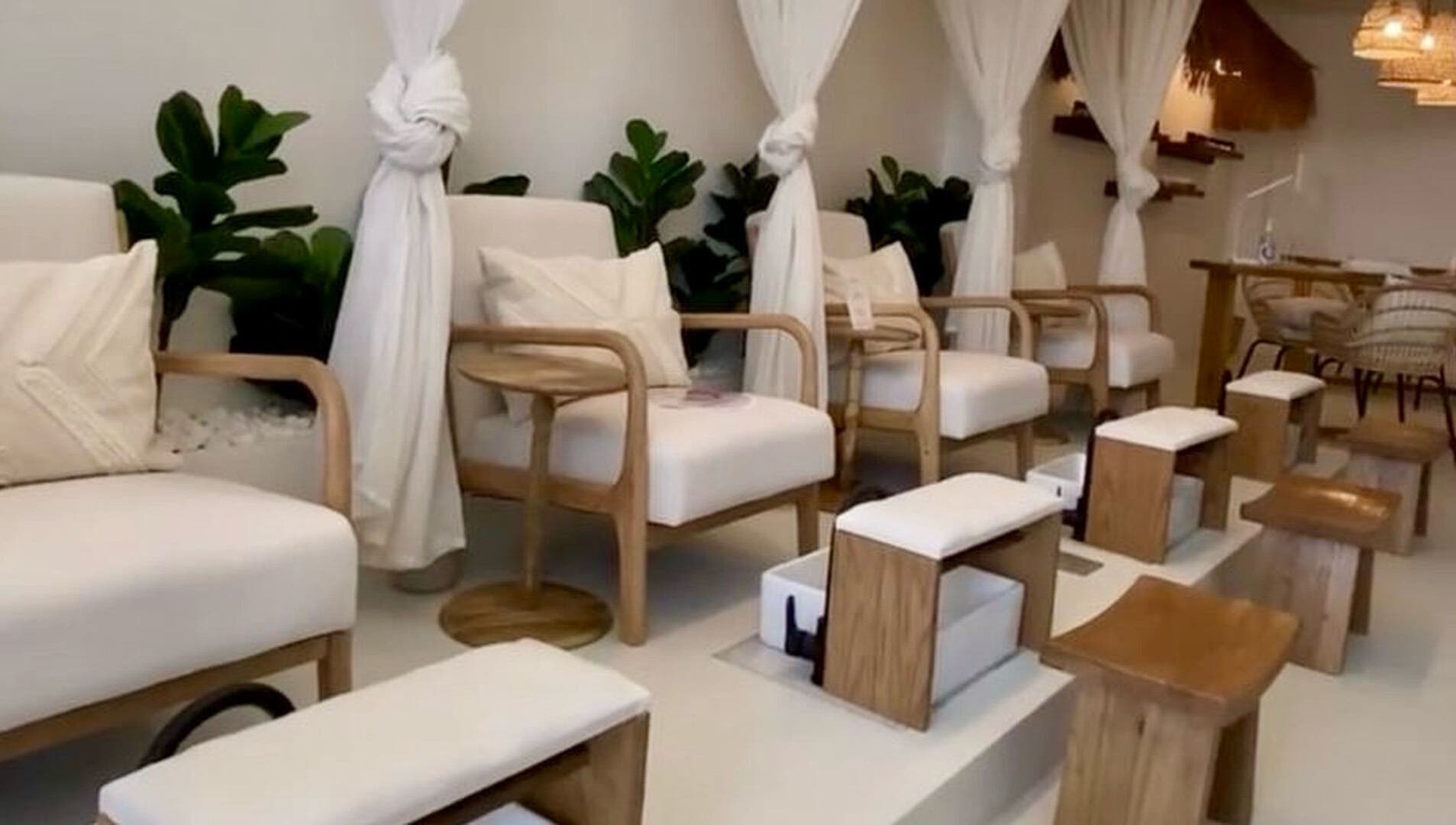 Elegant pedicure area at Purea Spa Malacca, Melaka, MY with plush chairs and calming decor.