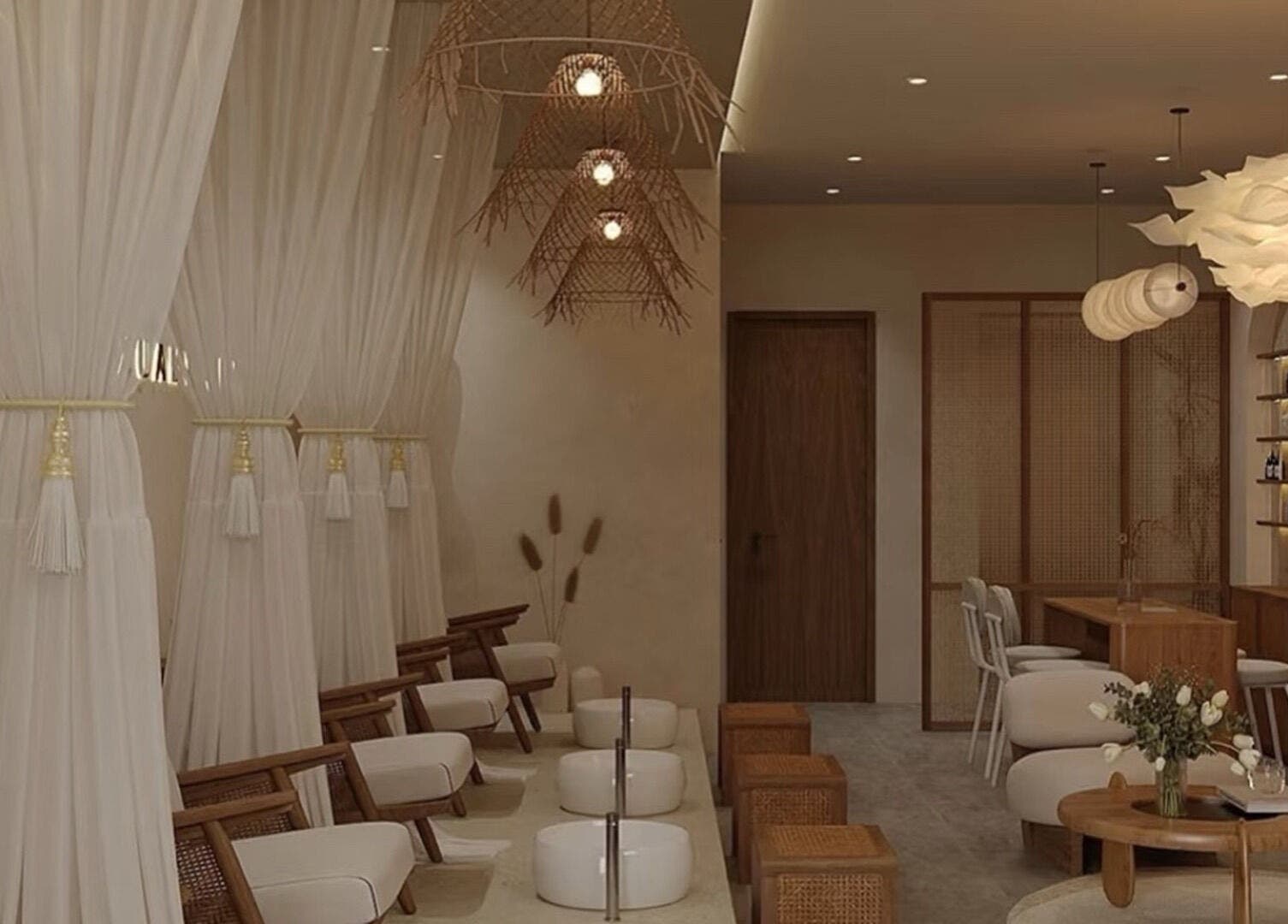 Luxurious interior of Purea Spa Malacca in Melaka, MY, featuring elegant seating and ambient lighting.