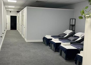 Relaxing massage chairs at Breezy Massage Spa, Sarasota, Florida, US, in a calm, inviting setting.