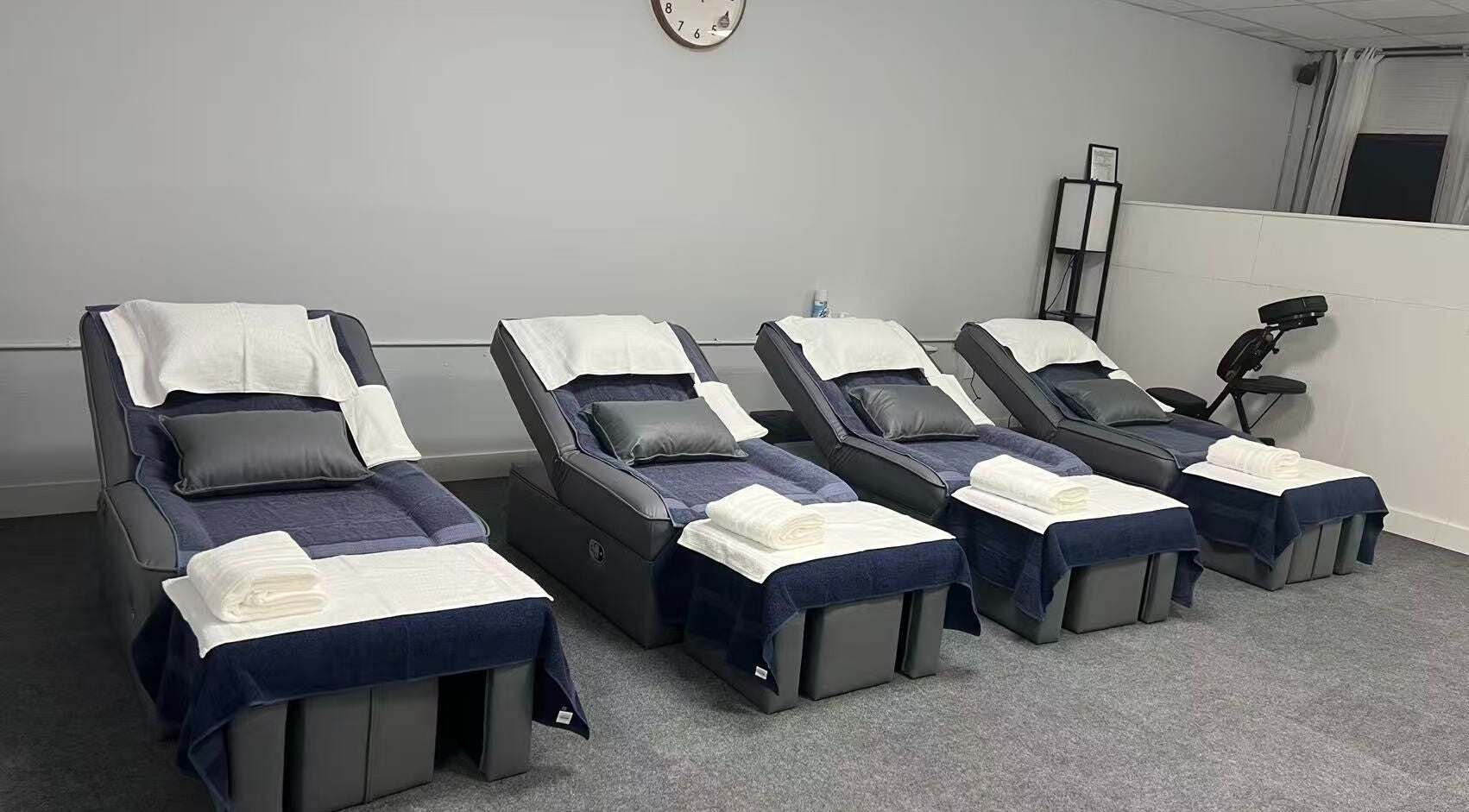 Relaxing massage chairs at Breezy Massage Spa, Sarasota, Florida, US, ready for ultimate comfort and relaxation.