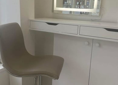 Elegant makeup chair and vanity at TLAestheticsClinic, Whiston, England, GB.