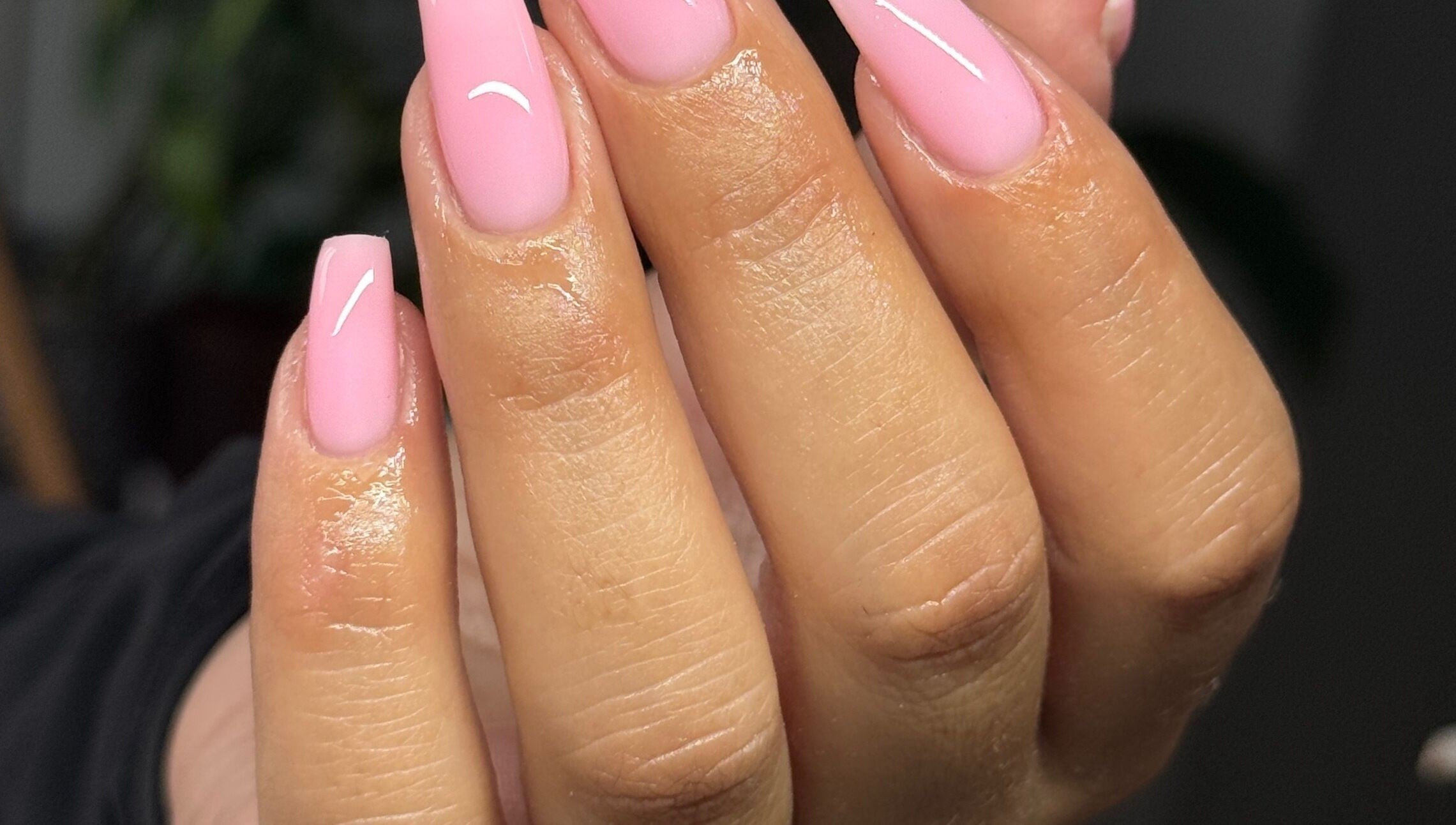 Elegant pink manicured nails from byaleksrose, Edgware, England, GB, showcasing trending nail art.