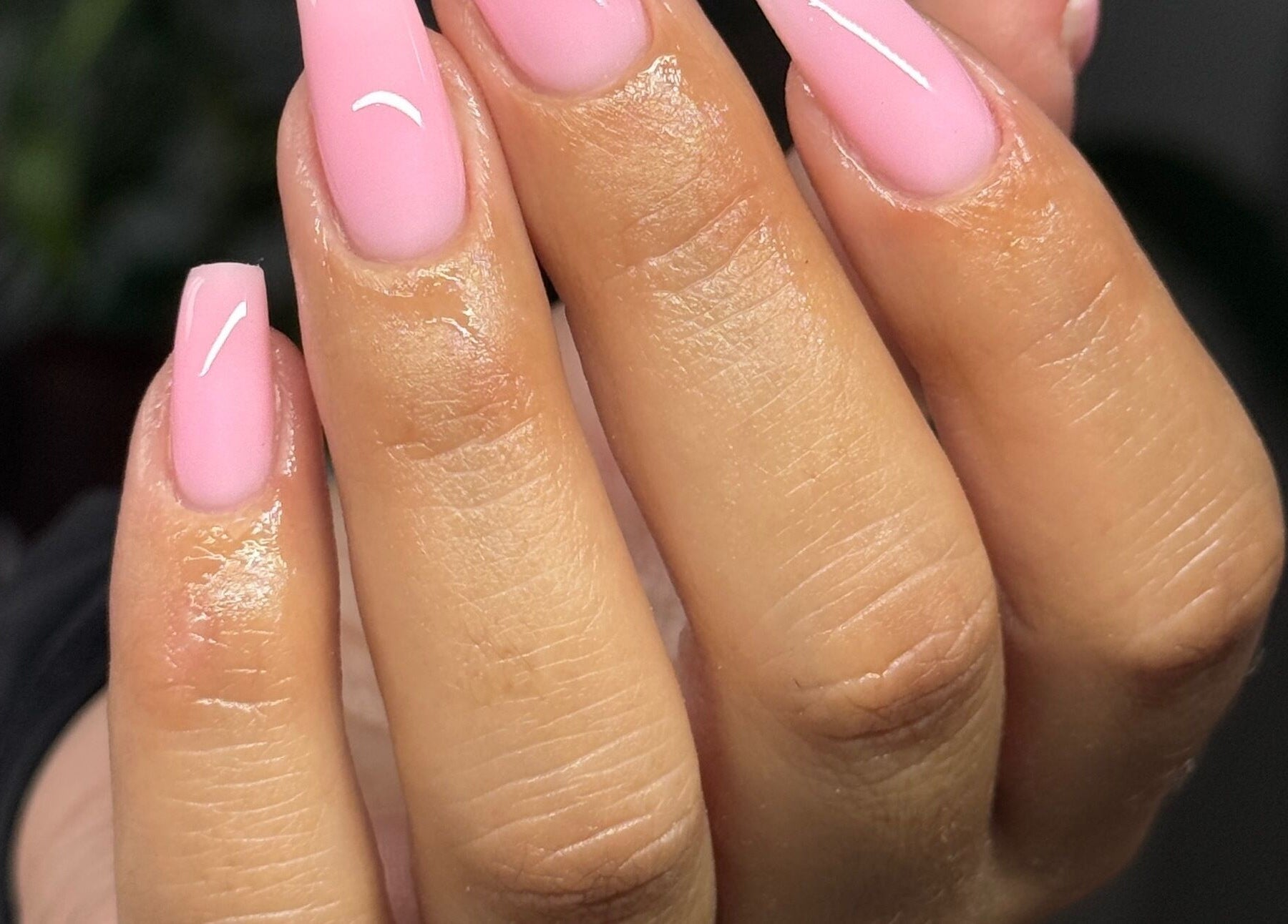 Elegant pink manicured nails from byaleksrose, Edgware, England, GB, showcasing trending nail art.