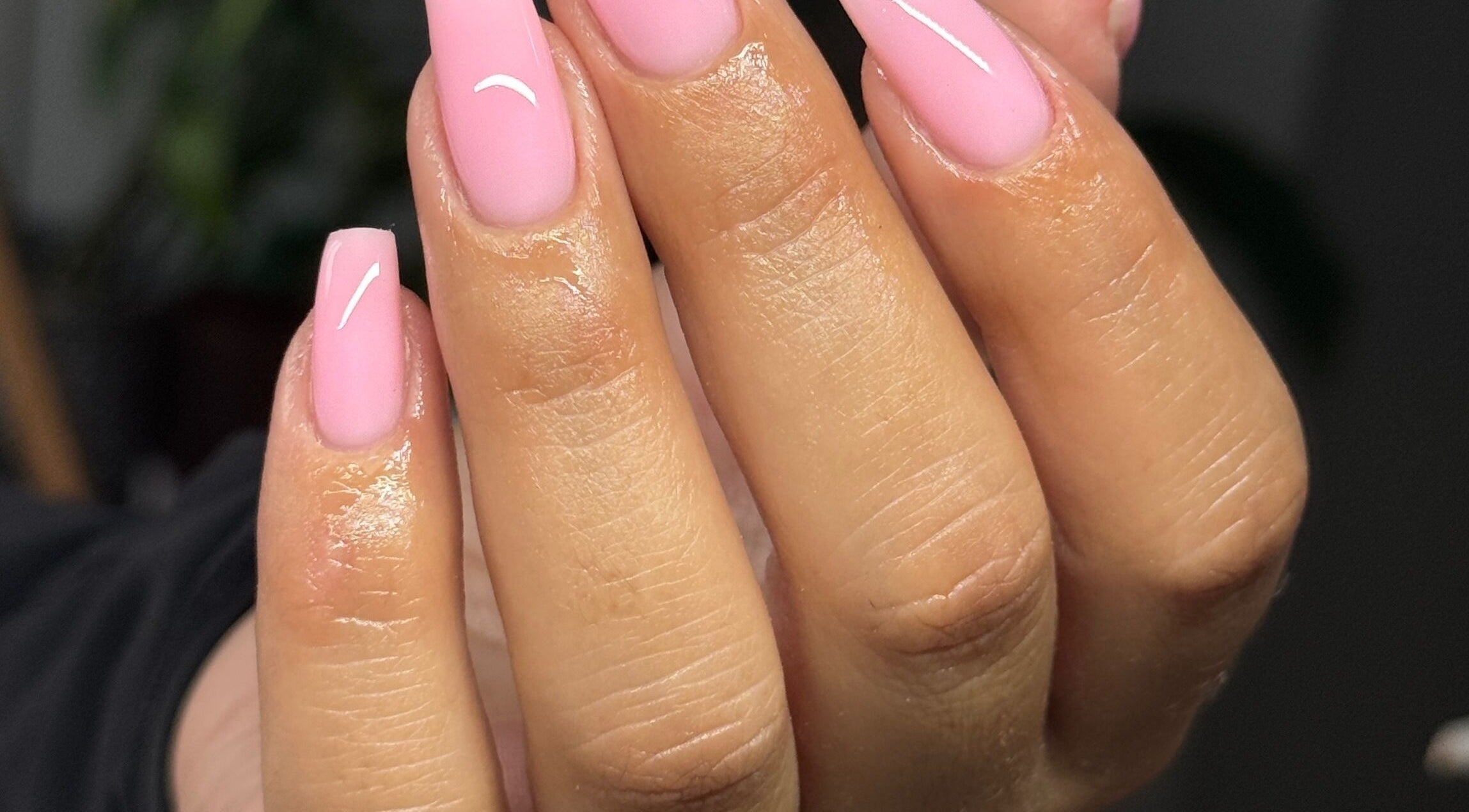 Elegant pink manicured nails from byaleksrose, Edgware, England, GB, showcasing trending nail art.