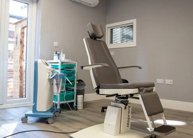 Modern ear wax removal room at Nationwide ear wax removal in Bolton, England, GB.