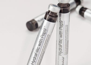 Close-up of skincare serum tubes at Skin Health with Lauren, Doncaster, England, GB.