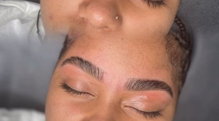 Close-up of expertly groomed eyebrows at ShaGlam Cosmetics, Philipsburg, [no Name], SX.