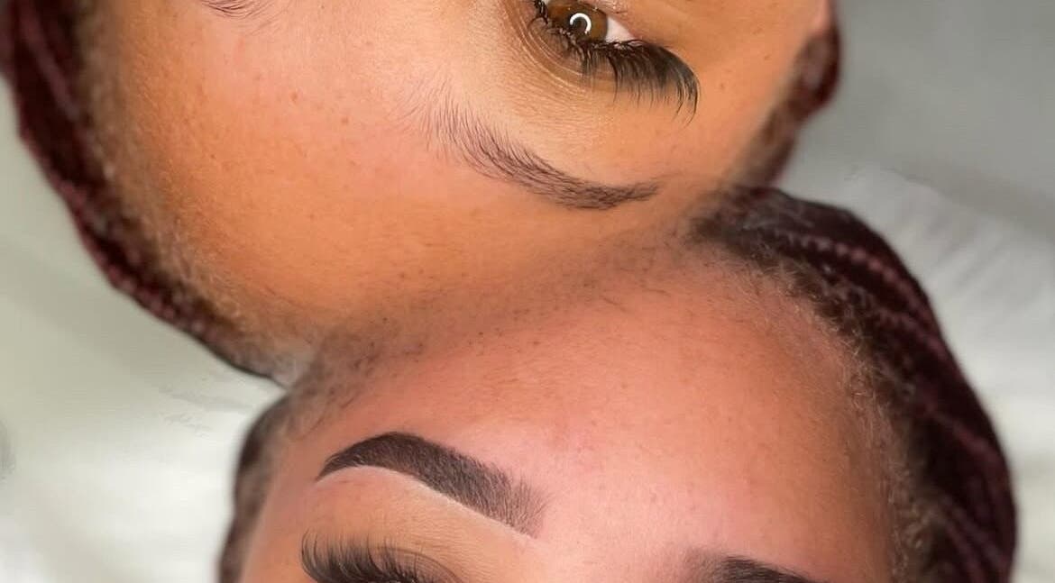 Perfectly shaped eyebrows at ShaGlam Cosmetics in Philipsburg, SX, highlighting expert beauty artistry.
