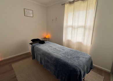 Cozy massage room at Azur Coast Massage by Jess, O'sullivan Beach, South Australia, AU.