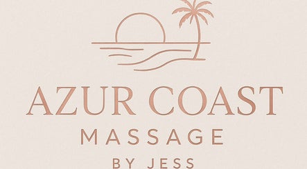 Logo of Azur Coast Massage by Jess featuring a sunset and palm tree, located in O'Sullivan Beach, South Australia, AU.