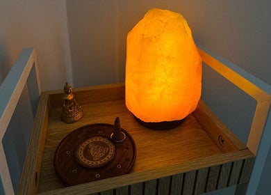 Himalayan salt lamp with incense at Azur Coast Massage by Jess, O'Sullivan Beach, South Australia, AU.