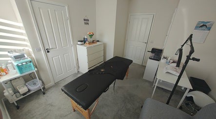 Relaxing treatment room at MK Beauty in Hartlepool, England, GB ready for wellness therapies and spa visitors.