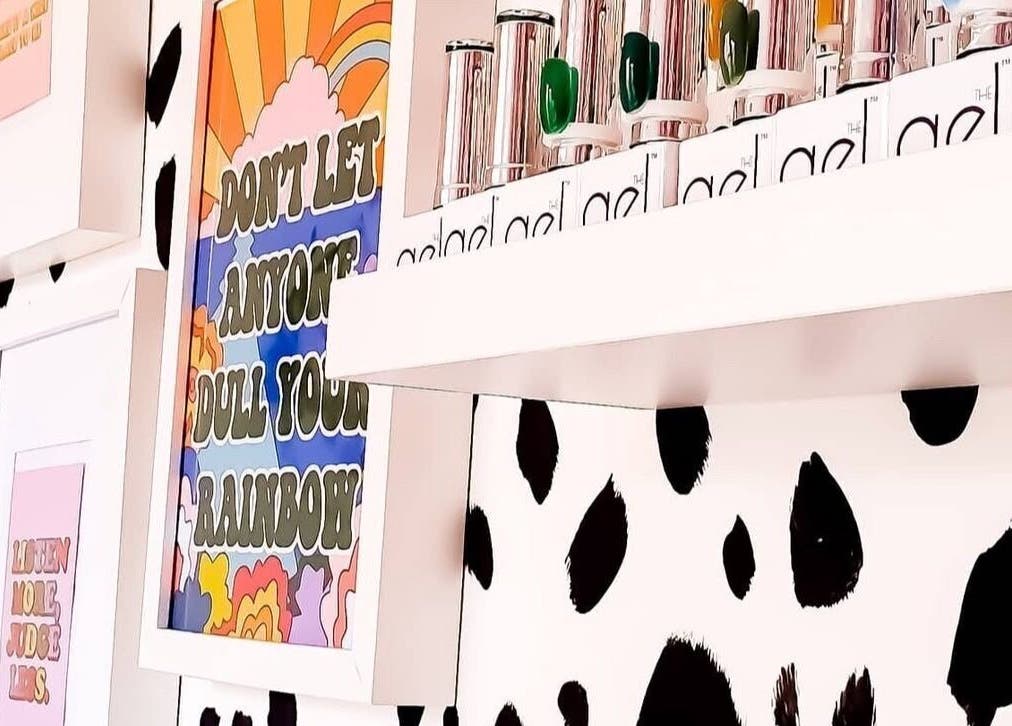 Chic decor and nail products at Beautiques Nails, Burton Upon Trent, England, GB. Bold colors and patterns.