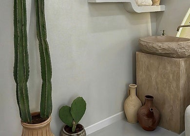 Elegant natural decor with cacti and pottery at Zan Beauty | زان بيوتي, Riyadh, Riyadh Province, SA.
