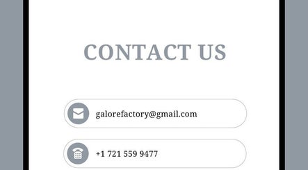 Contact information for Galore Factory Beauty Lounge, Philipsburg, SX. Email and phone details.