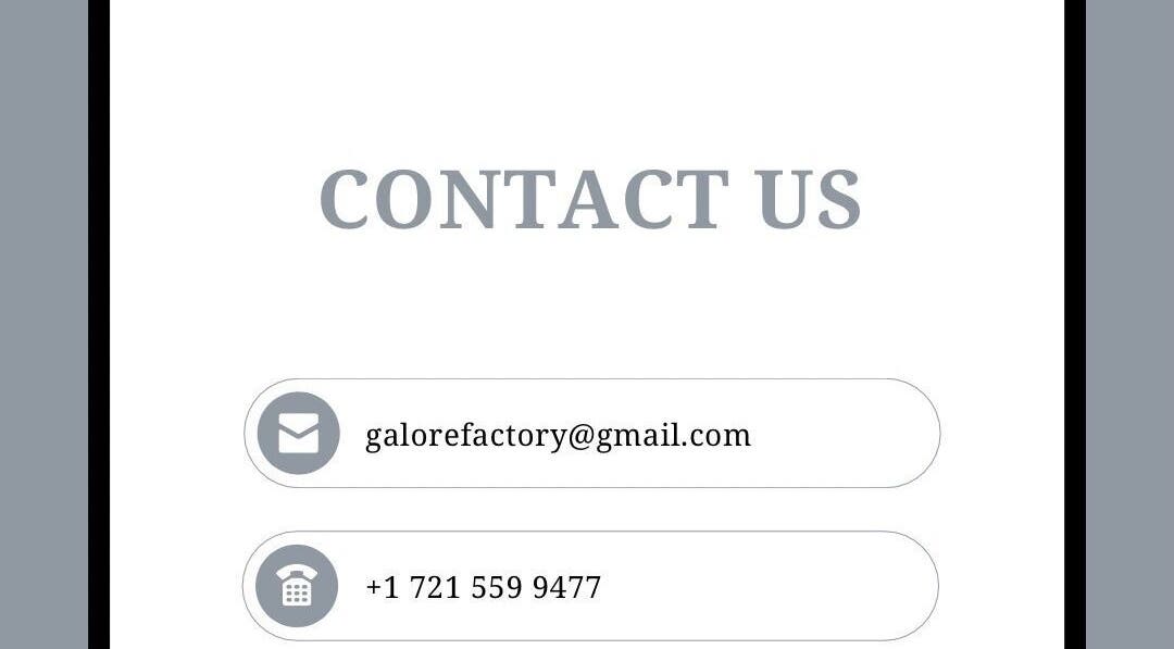Contact information for Galore Factory Beauty Lounge, Philipsburg, SX. Email and phone details.