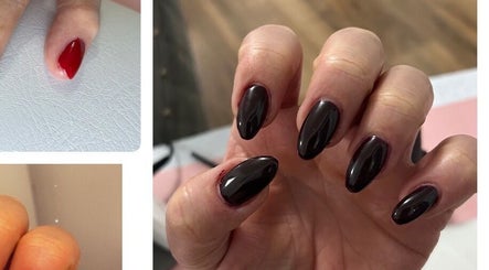 Elegant dark nails at Eyelash Bar Rovi, Southend-on-sea, England, GB, showcasing expert manicure design.