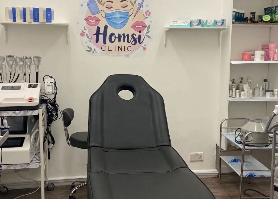 Treatment room at Medispa Naturhouse, Stevenage, England, GB with various skincare equipment.