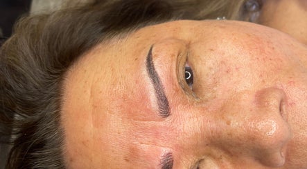 Close-up of microbladed eyebrows at Farnaz Beauty, London, England, GB.
