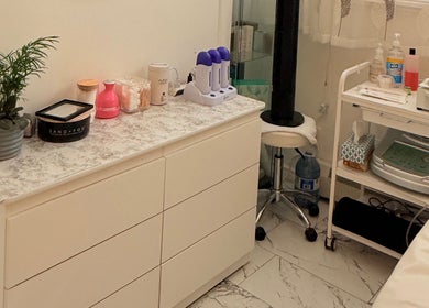 Relaxing treatment area at Soul Heaven Spa in Shelburne, Ontario, CA featuring wellness essentials.