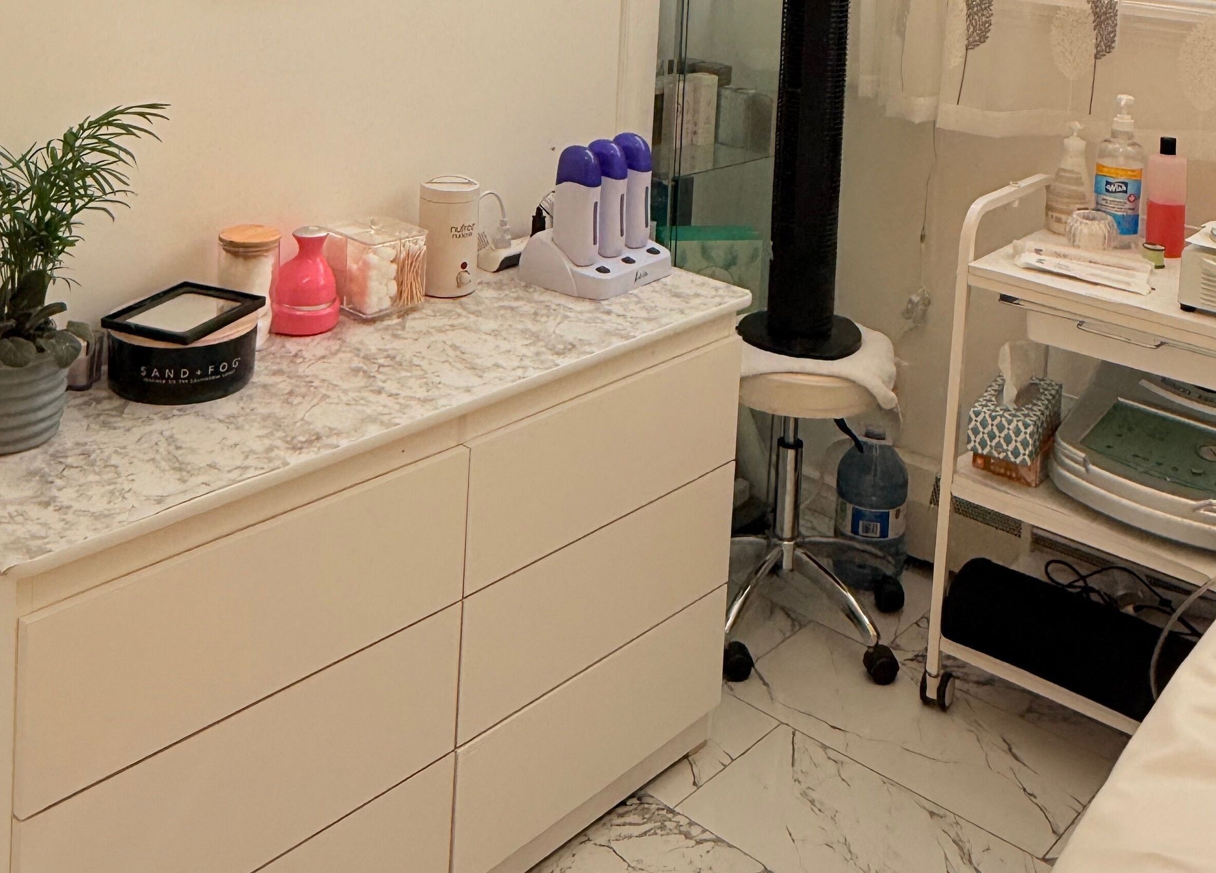 Soul Heaven Spa corner with equipment and decor, Shelburne, Ontario, CA.