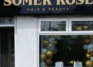 Somer Rose Hair & Beauty facade with windows in Great Sankey. Venue for Hair by Jess Marie.