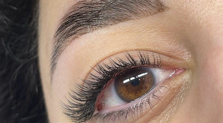 Close-up of elegant eyelash extensions at poshlashes.london in London, England, GB.