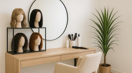 Stylish vanity with wigs and tools at The Beauty Spot, Tunapuna, Tunapuna/piarco Regional Corporation, TT.