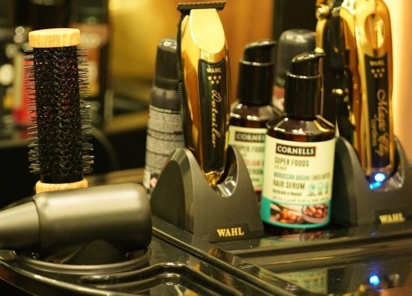 Professional grooming tools at Noble Gents, Riyadh, Riyadh Province, SA, showcasing premium hair care essentials.