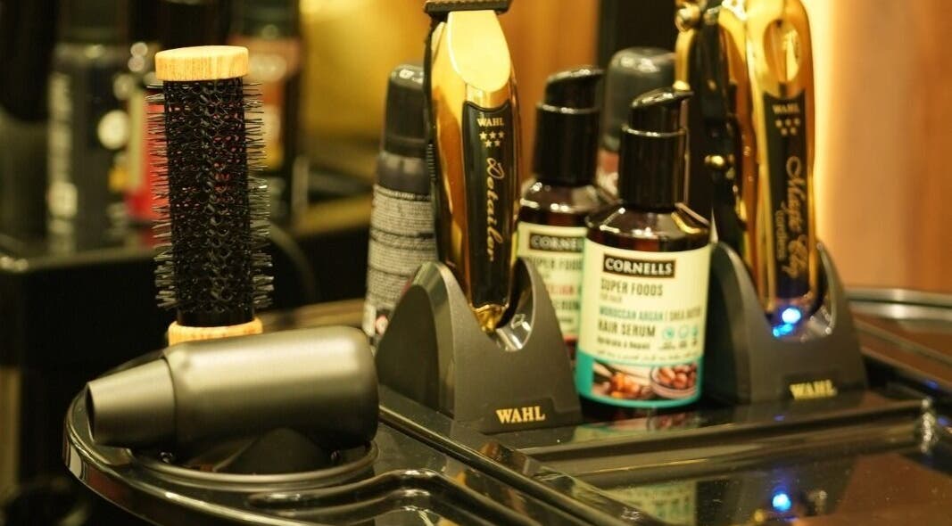Professional grooming tools at Noble Gents, Riyadh, Riyadh Province, SA, showcasing premium hair care essentials.