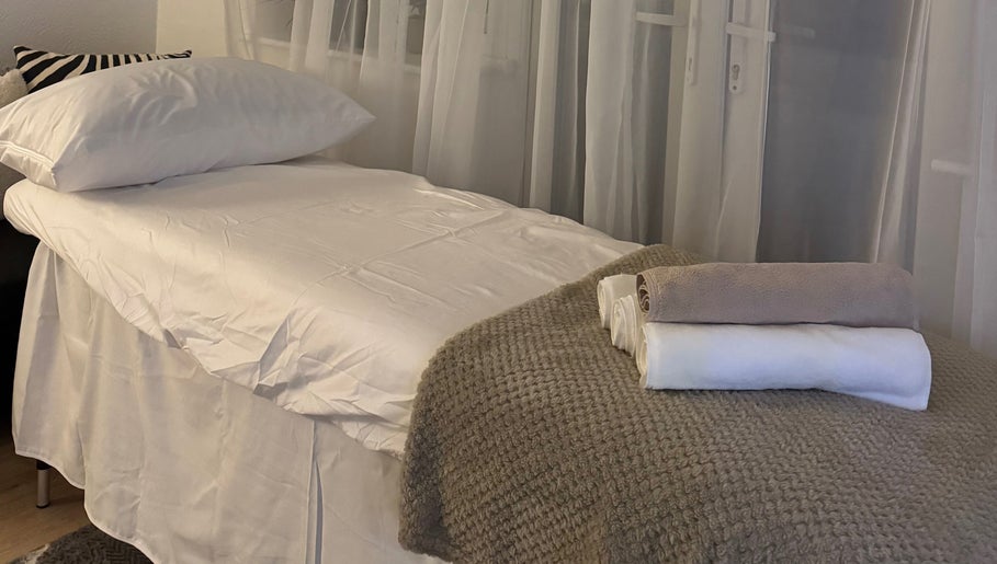 Relaxing massage bed setup at Contourista London - Mobile Services, London, England, GB.