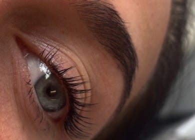 Close-up of eye showcasing lash extensions at Lashesby.S.Louisex, Wombwell, England, GB.