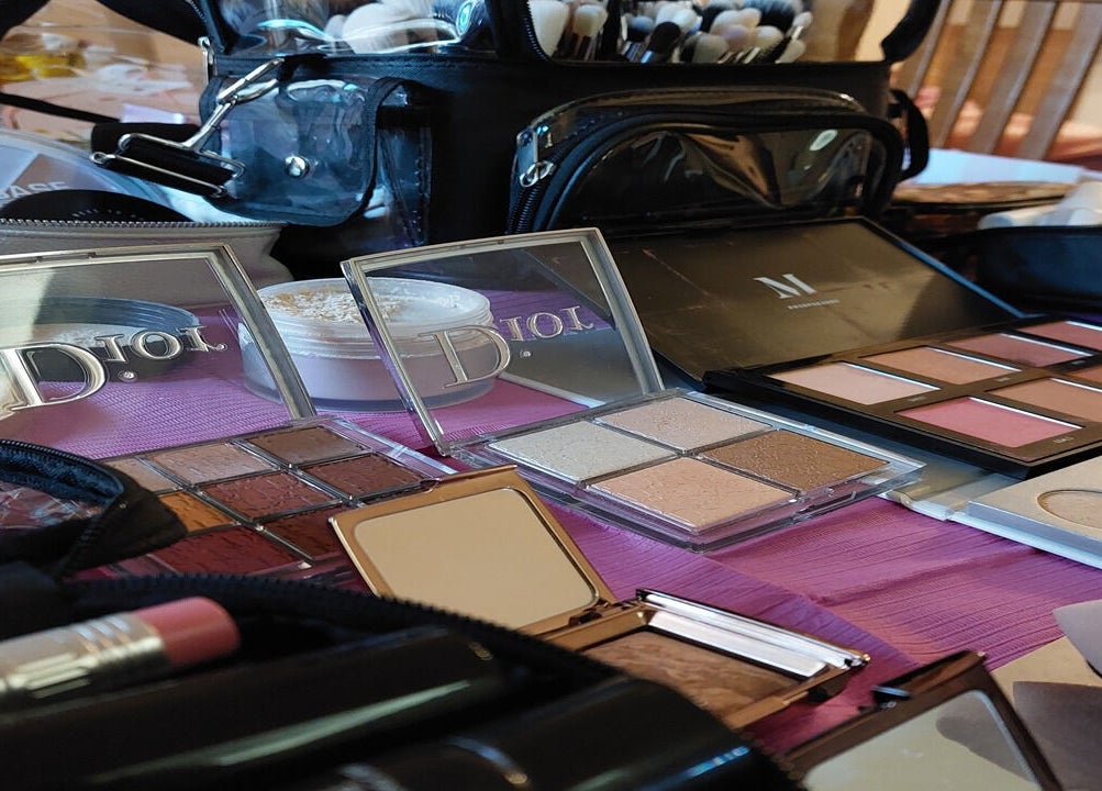 Makeup palettes at Glow Myth by Maria Kourkouvelou in Featherstone, England, GB.