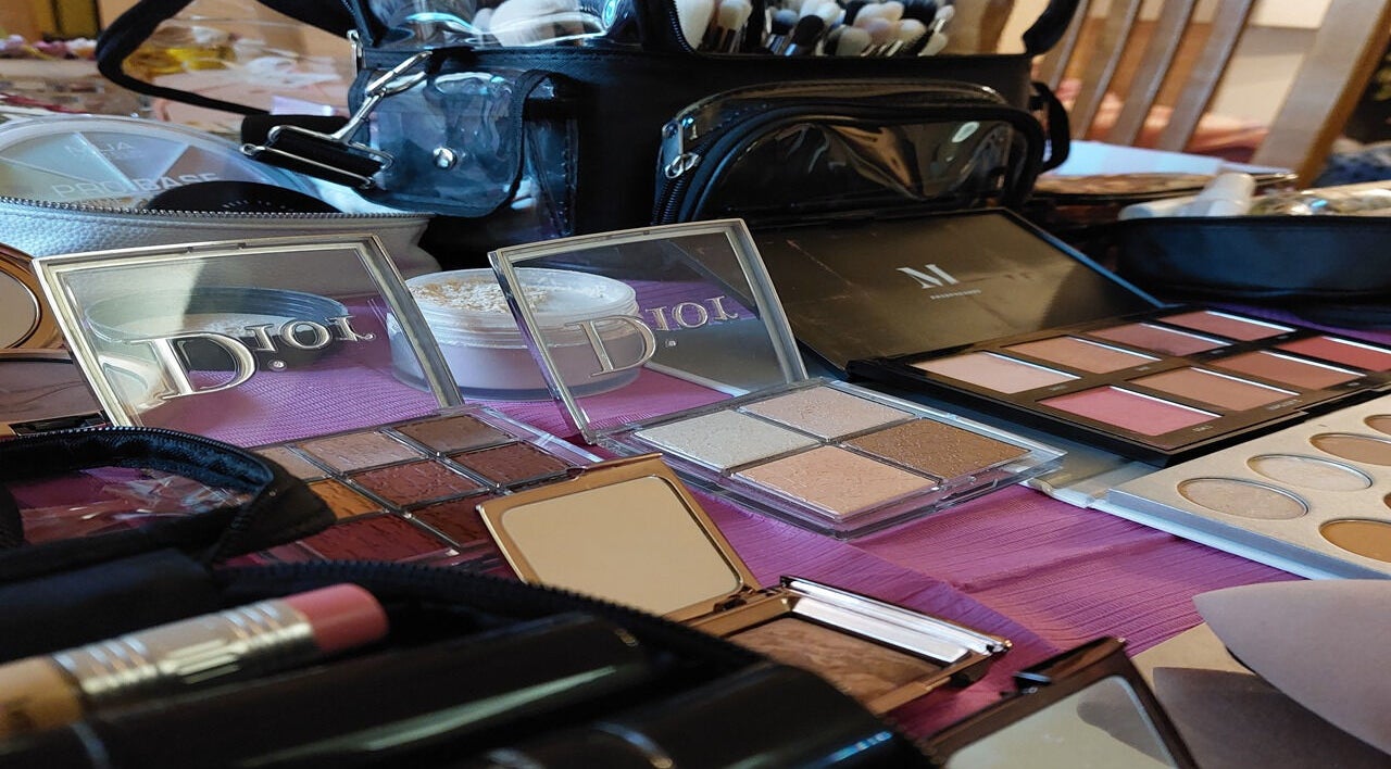 Makeup palettes at Glow Myth by Maria Kourkouvelou in Featherstone, England, GB.