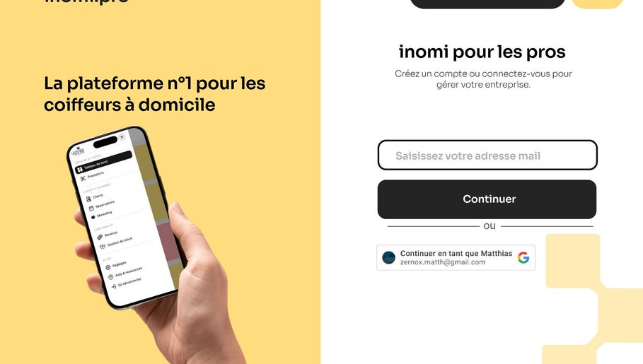 Application mobile de gestion pour coiffeurs à domicile à Crosey le Grand, FR sur test.