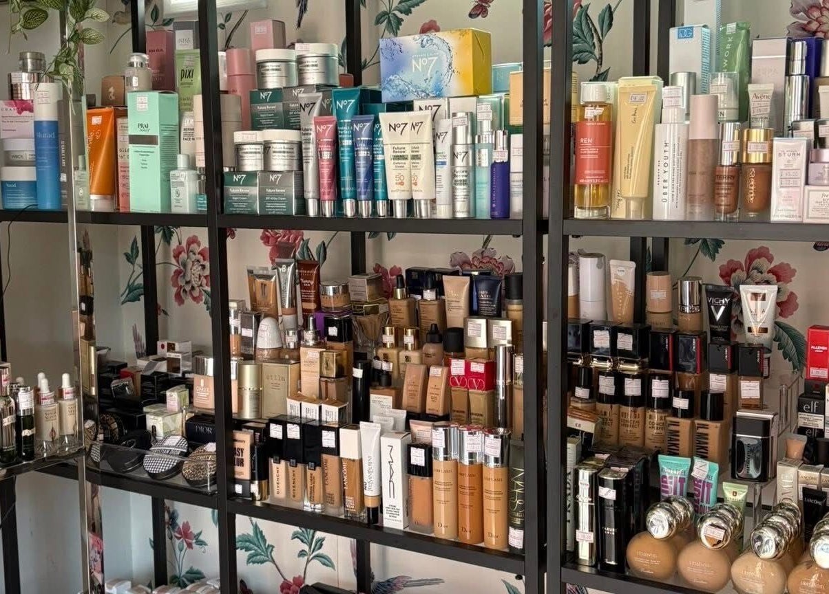 Diverse beauty products displayed at LuxuryCosmetics in South Woodham Ferrers, England, GB.